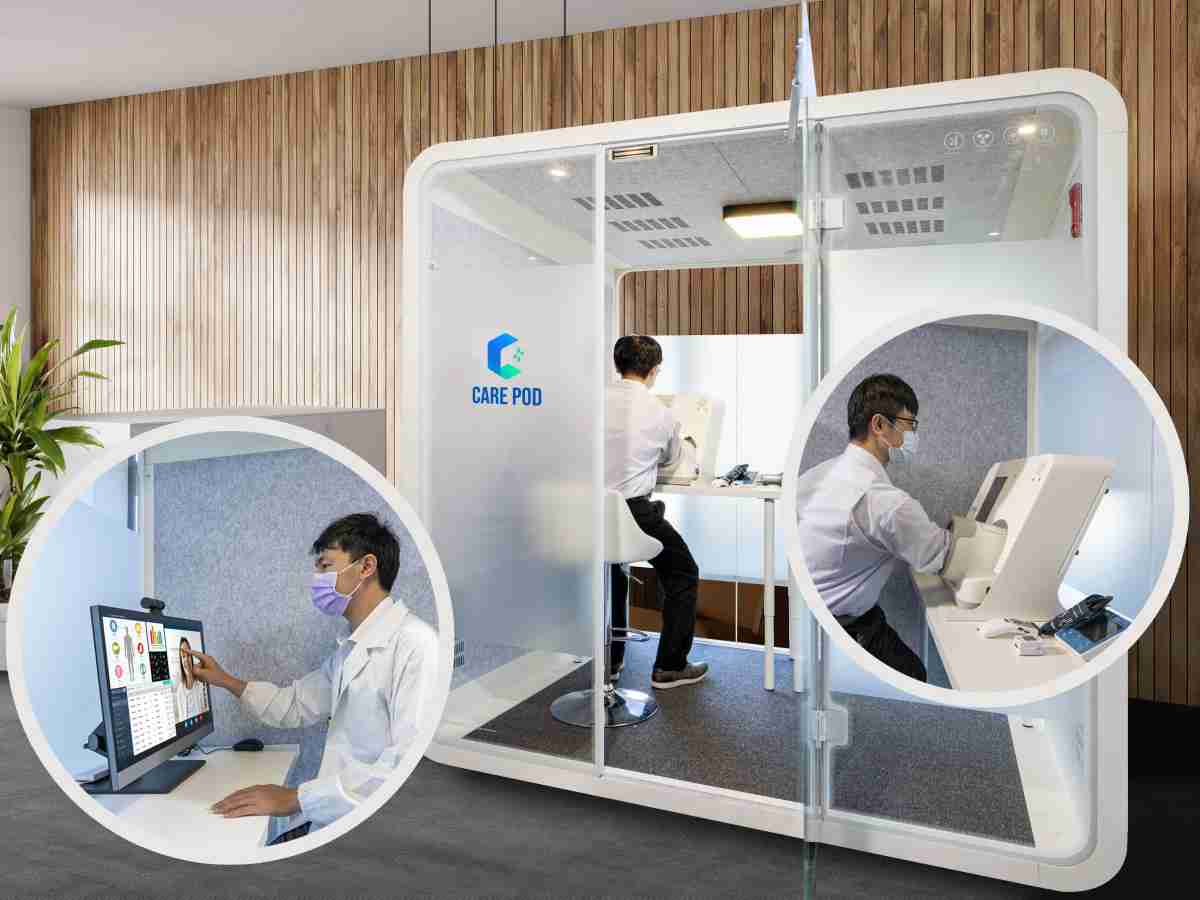 达擎于医疗科技展中展出＂远距诊疗舱＂，，，，以因应医疗数字化及社会高龄化趋势下、、、、复诊及慢性病患等族群对于远距看诊需求逐渐升高所推出的创新整合方案。。。多功能合一、、高隐私性的远距诊疗舱可根据病患端与医师端的不同需求，，，提供弹性化及客制化功能，，节省医生和病患的精力及时间